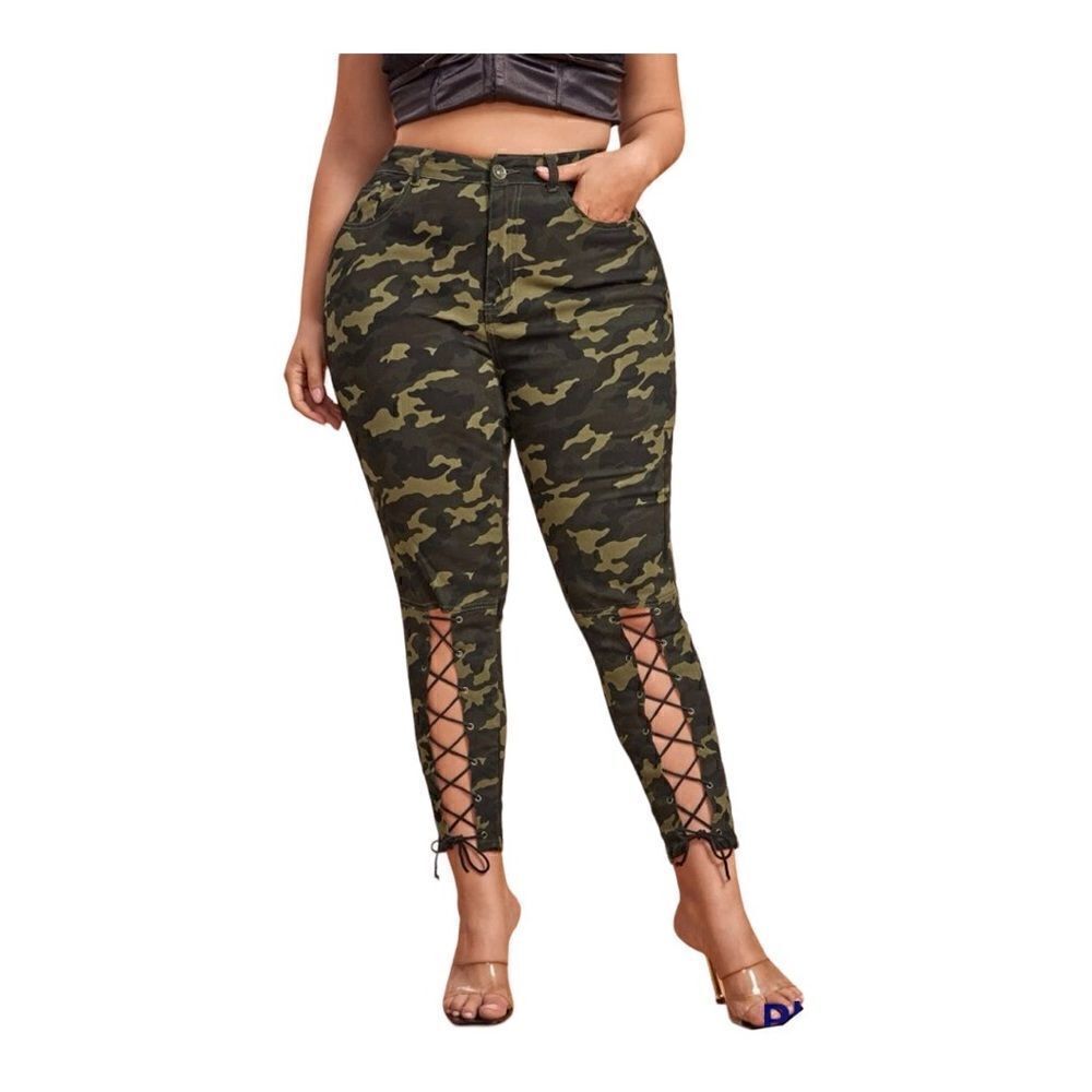 Fashion Nova Lace up camouflage patterns jeans